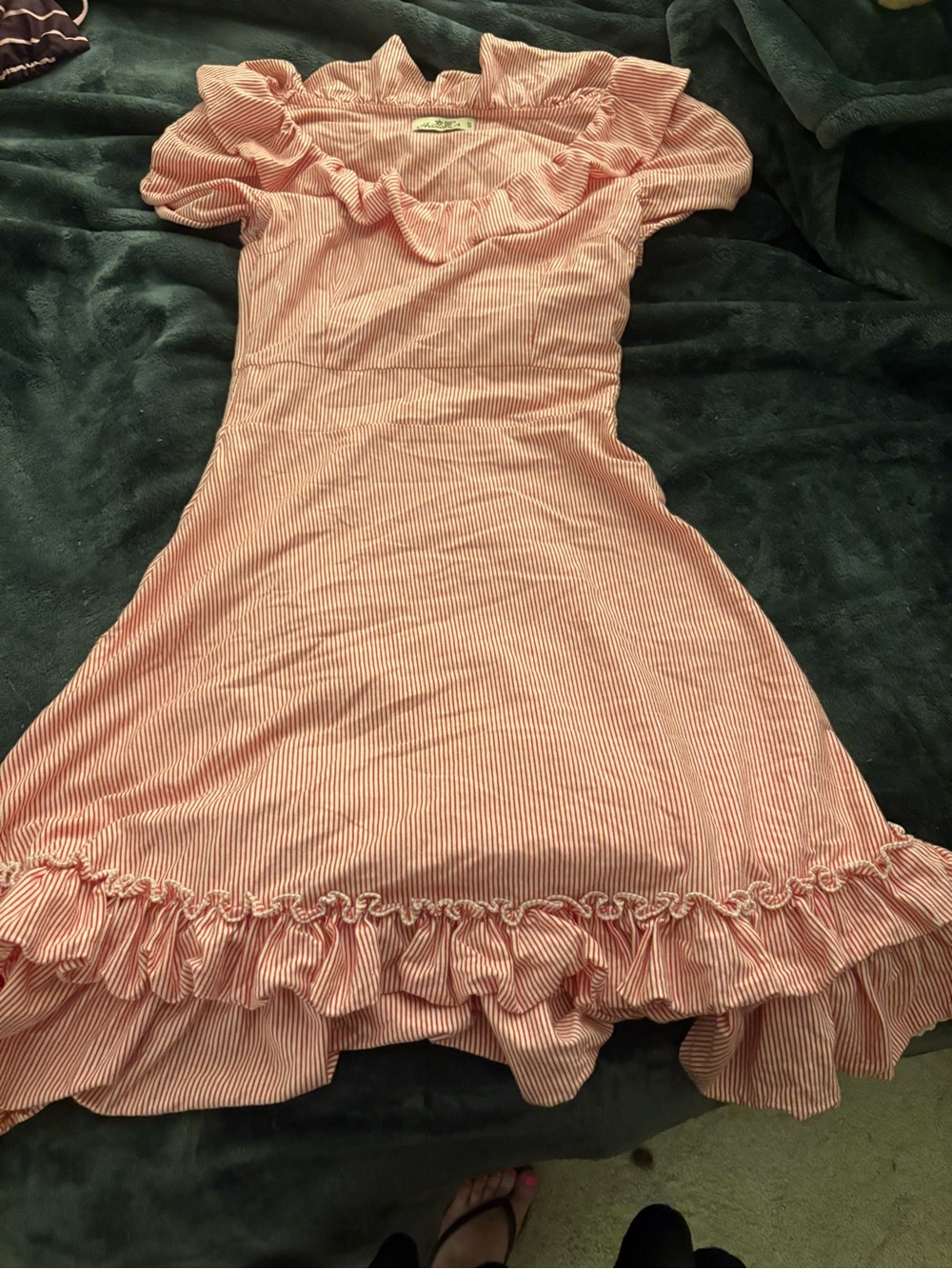 Pink Striped Ruffle Dress